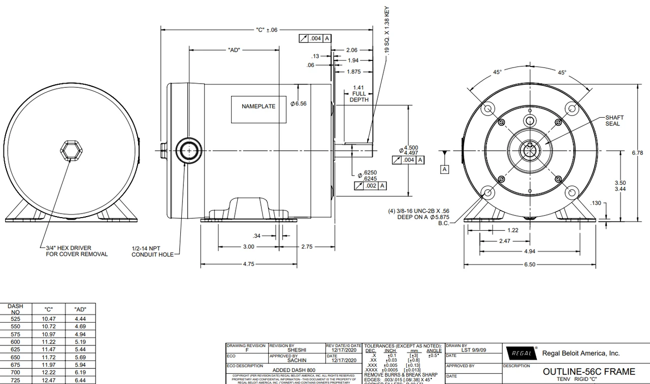 117906.00 Leeson Extreme Duck 1/2 Hp 1800 RPM 208-230/460V 3-Phase 56C Frame TENV (base) Motor 3 117906.00 Leeson Extreme Duck 1/2 Hp 1800 RPM 208-230/460V 3-Phase 56C Frame TENV (base) Motor - Image 3