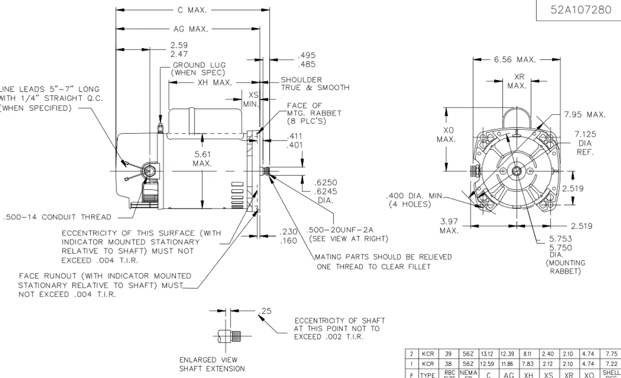 C1173 Marathon 1 1/2 Hp 2-Comp. Square-Flange Jet Pump Motor 3600 RPM 230V ODP 56Y Frame (no Base) 4 C1173 Marathon 1 1/2 Hp 2-Comp. Square-Flange Jet Pump Motor 3600 RPM 230V ODP 56Y Frame (no Base) - Image 4