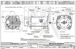AQC125 US Motors 1 Hp 3450 RPM 48Y 115/230V Pool Pump Motor