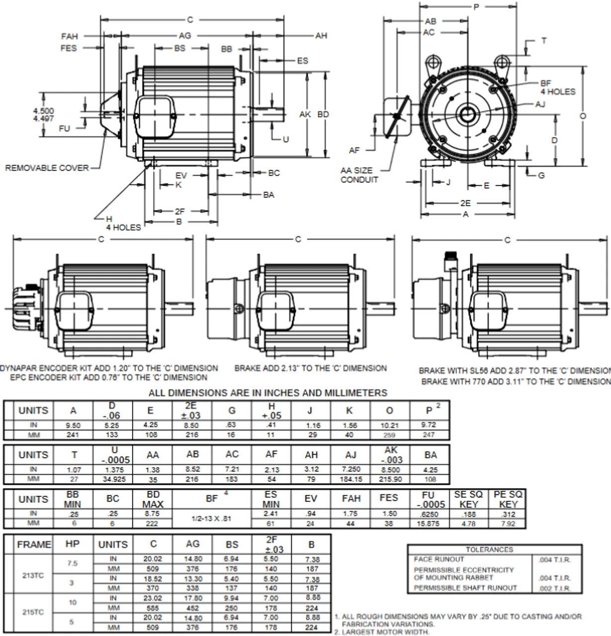 UN5T3BC Nidec 5 Hp 1200 RPM 215TC (Rigid Base) 230/460V TENV Vector-Duty 3-Phase Motor 2 UN5T3BC Nidec 5 Hp 1200 RPM 215TC (Rigid Base) 230/460V TENV Vector-Duty 3-Phase Motor - Image 2
