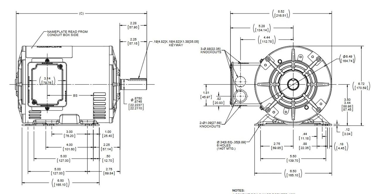 Y465 Marathon 1 Hp (2 Speed) 460V 1800/900 RPM ODP 145T Frame 3-Phase Variable Torque Motor 4 Y465 Marathon 1 Hp (2 Speed) 460V 1800/900 RPM ODP 145T Frame 3-Phase Variable Torque Motor - Image 4