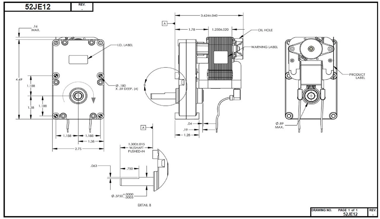 Dayton Model 52JE12 Gear Motor 3/8" Shaft 6 RPM CW 115V 2 Dayton Model 52JE12 Gear Motor 3/8" Shaft 6 RPM CW 115V - Image 2