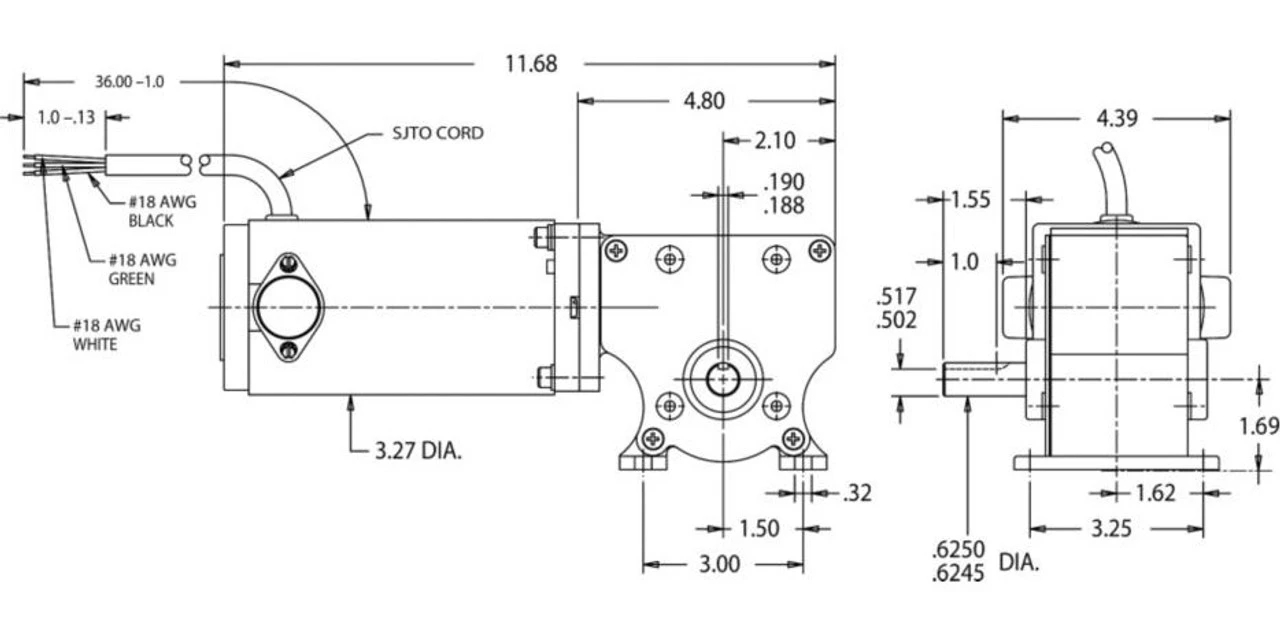 Dayton 12 Volt DC Right Angle Gear Motor 1/8 Hp 150 RPM # 5LAF9 2 Dayton 12 Volt DC Right Angle Gear Motor 1/8 Hp 150 RPM # 5LAF9 - Image 2