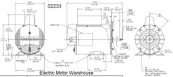 B2233 Century 2 Hp 3450/1725 RPM 56Y Frame 230V 2-Speed Pool & Spa Electric Motor Century # B2233 -Motor Warehouse Store B2233 dim 45968.1554318965