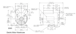 B385 Century 5 HP SPL 3450 RPM P56 Frame 230V Air Compressor Motor - Century # B385 -Motor Warehouse Store B385 dim 62789.1555090742