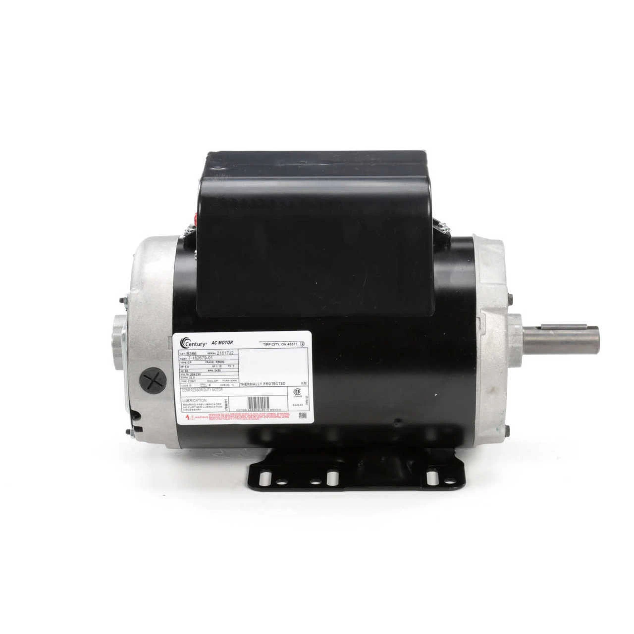 B386 Century 5 HP SPL 3450 RPM R56HZ Frame 208-230V Air Compressor Motor - Century # B386 2 B386 Century 5 HP SPL 3450 RPM R56HZ Frame 208-230V Air Compressor Motor - Century # B386 - Image 2