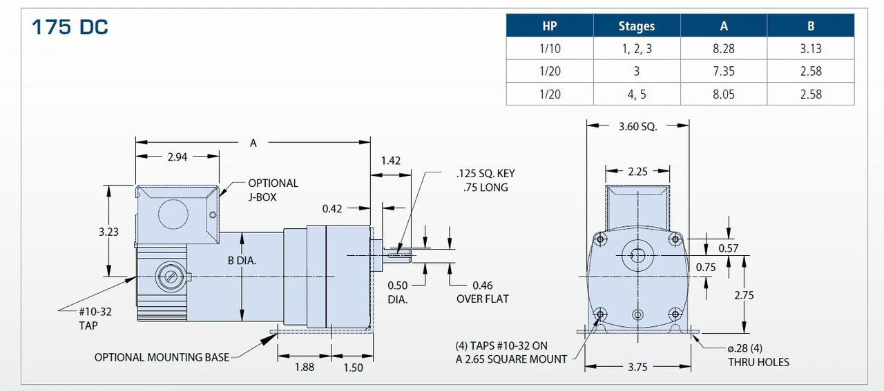 Bison 011-175-0037 Gear Motor 1/10 Hp 49 RPM 90/130VDC 2 Bison 011-175-0037 Gear Motor 1/10 Hp 49 RPM 90/130VDC - Image 2