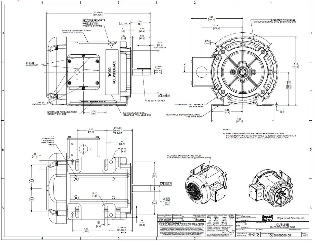 FX02BK002 | 2 HP 3600 RPM 56HC 208-230/460V 3 Phase TEFC, FLEX-IN-1 Marathon Electric Motor 2 FX02BK002 | 2 HP 3600 RPM 56HC 208-230/460V 3 Phase TEFC, FLEX-IN-1 Marathon Electric Motor - Image 2