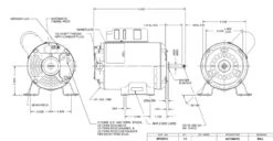 SPH25FL1 US Motors 2 1/2 Hp 3450 RPM 48 Frame 230V Thru-Bolt Pool-Spa Motor