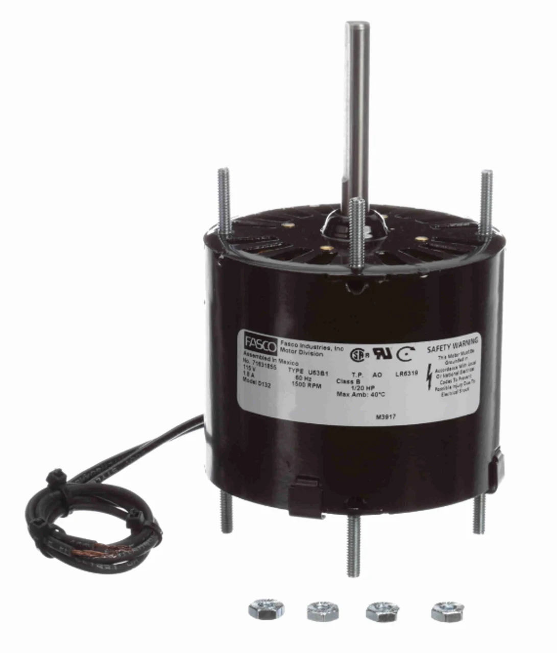 Fasco D132 Motor | 1/20 Hp 1500 RPM CW 3.3" Diameter 115 Volts 1 Fasco D132 Motor | 1/20 Hp 1500 RPM CW 3.3" Diameter 115 Volts