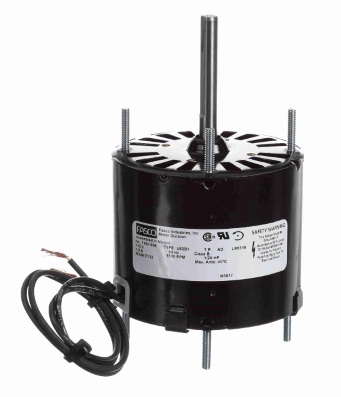 Fasco D133 Motor | 1/20 Hp 1500 RPM CCW 3.3" Diameter 115 Volts 1 Fasco D133 Motor | 1/20 Hp 1500 RPM CCW 3.3" Diameter 115 Volts