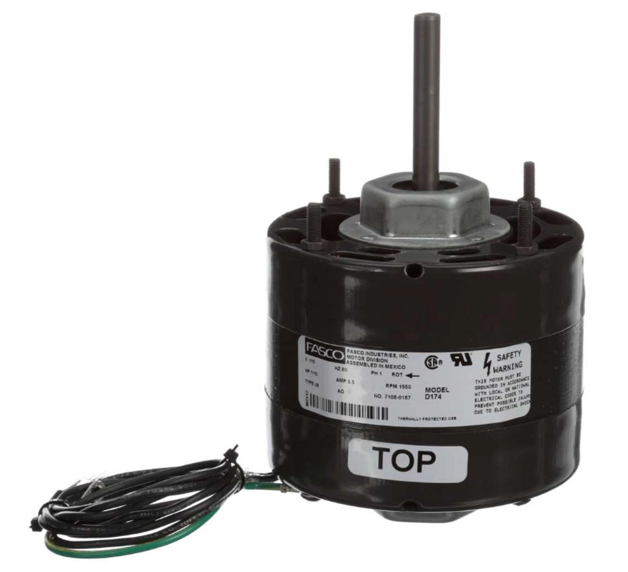 Fasco D174 Motor | 1/10 Hp 1500 RPM CW 4.4" Diameter 115 Volts 1 Fasco D174 Motor | 1/10 Hp 1500 RPM CW 4.4" Diameter 115 Volts