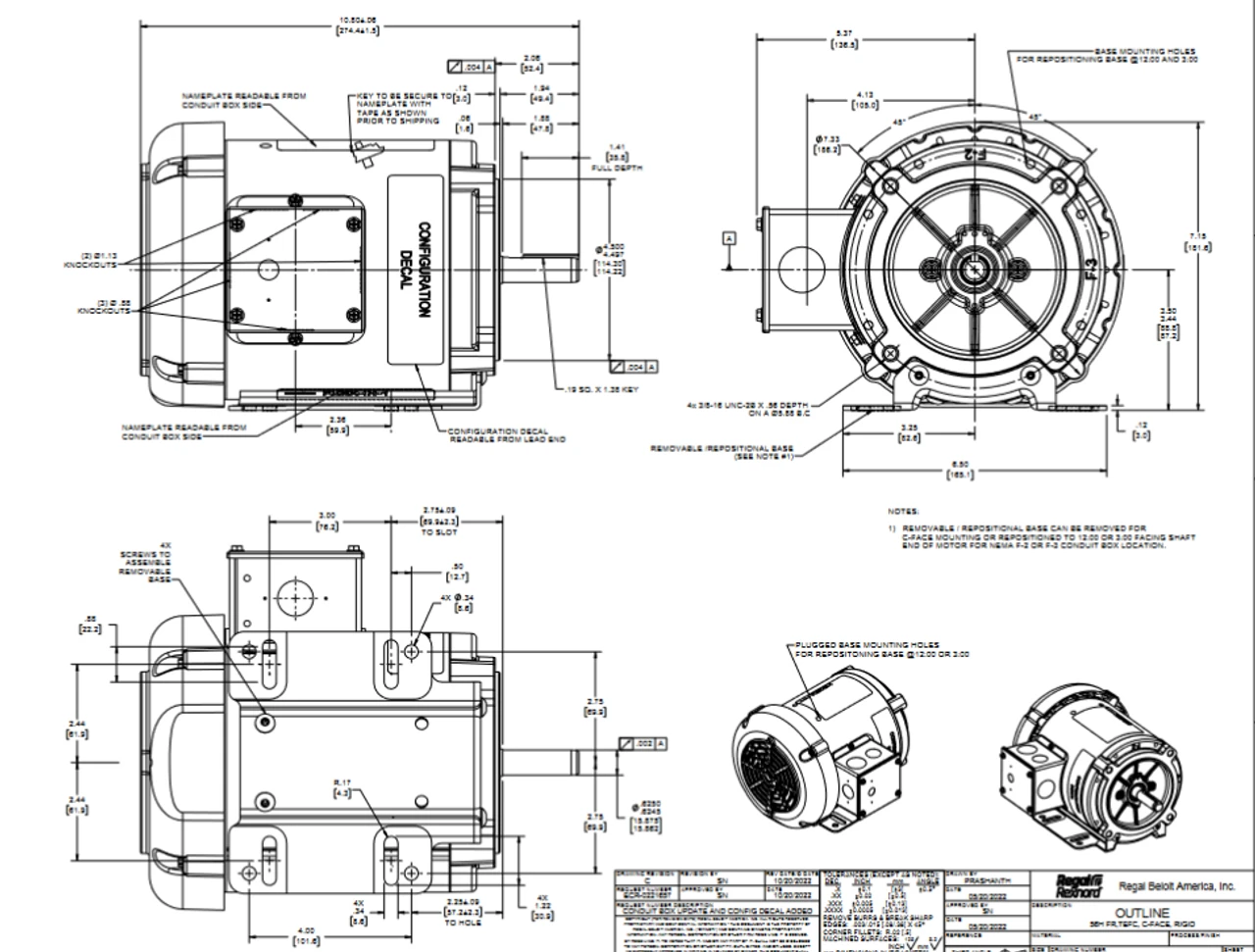 FX13FK002 | 1/3 HP 1800 RPM 56C 575V 3 Phase TEFC, FLEX-IN-1 Marathon Electric Motor 2 FX13FK002 | 1/3 HP 1800 RPM 56C 575V 3 Phase TEFC, FLEX-IN-1 Marathon Electric Motor - Image 2