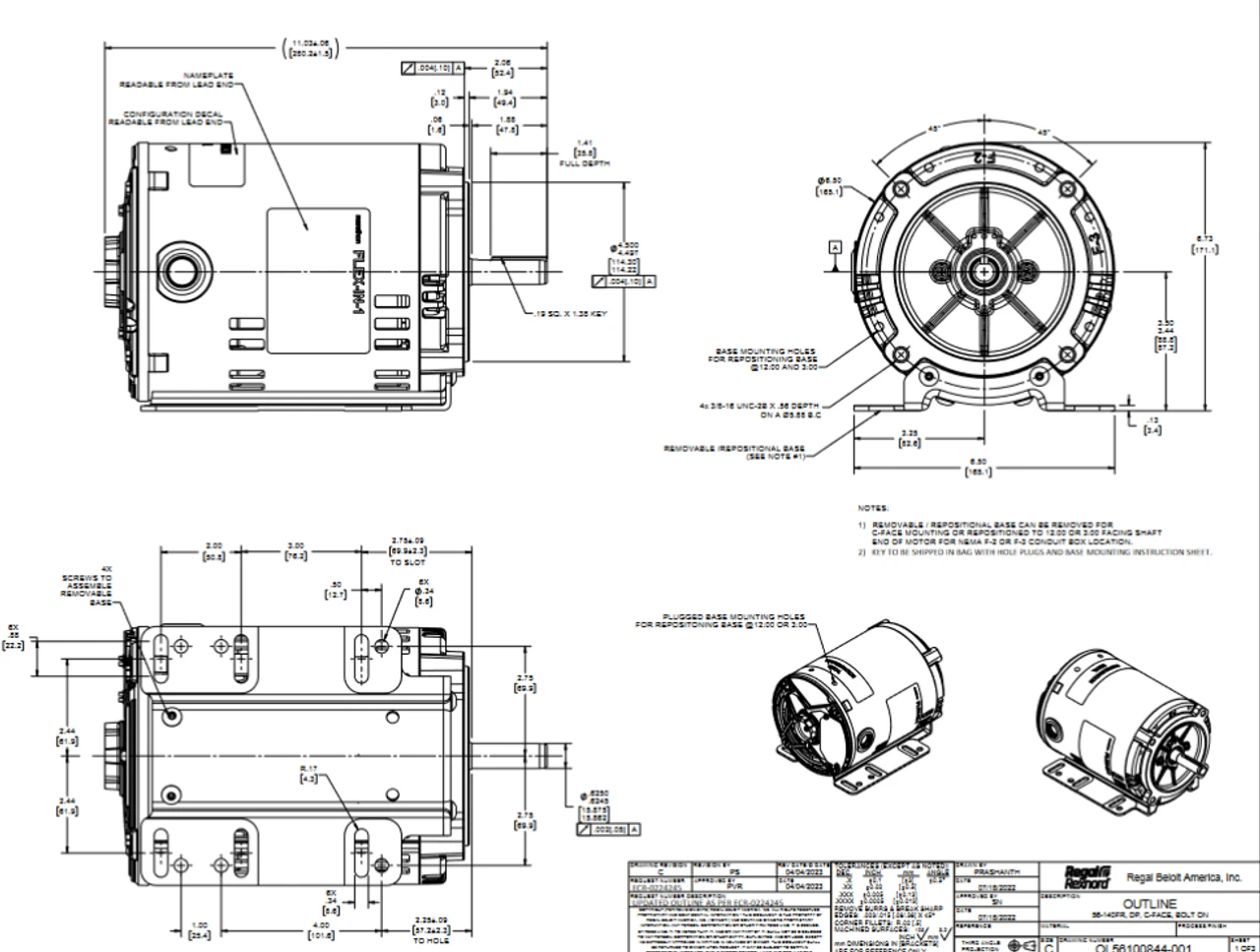 FX32BK003 | 1 1/2 HP 1800 RPM 56HC 208-230/460V 3 Phase ODP, FLEX-IN-1 Marathon Electric Motor 2 FX32BK003 | 1 1/2 HP 1800 RPM 56HC 208-230/460V 3 Phase ODP, FLEX-IN-1 Marathon Electric Motor - Image 2