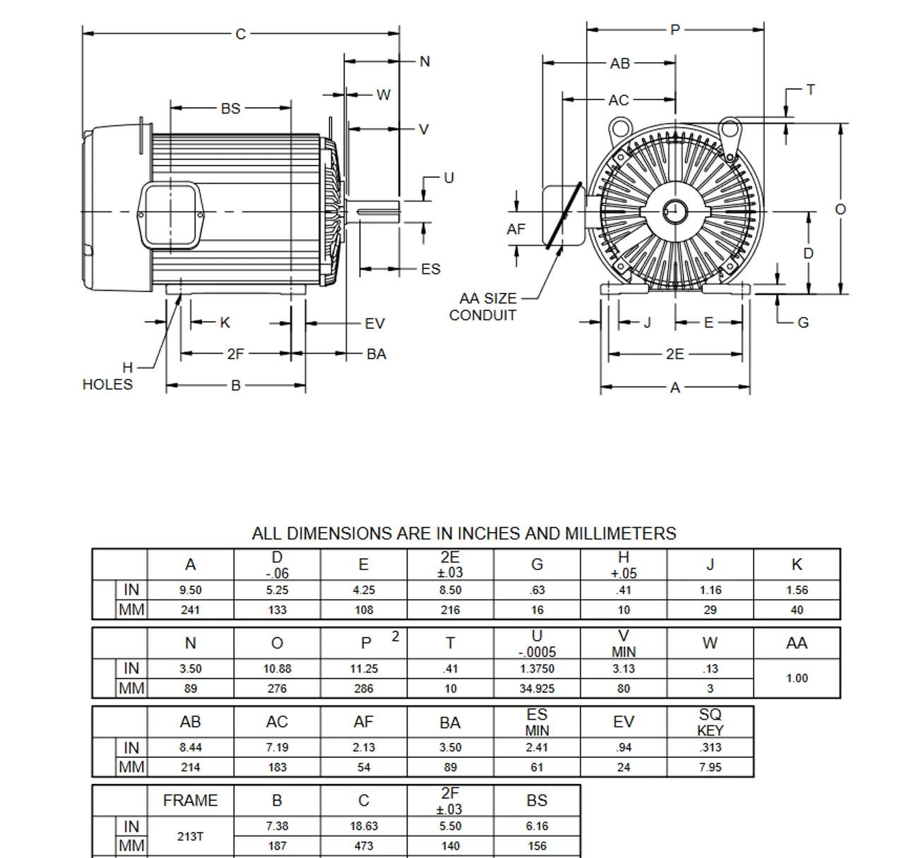 U7P2H Nidec 7 1/2 Hp 1800 RPM 213T Frame 200V TEFC 3-Phase Electric Motor 2 U7P2H Nidec 7 1/2 Hp 1800 RPM 213T Frame 200V TEFC 3-Phase Electric Motor - Image 2