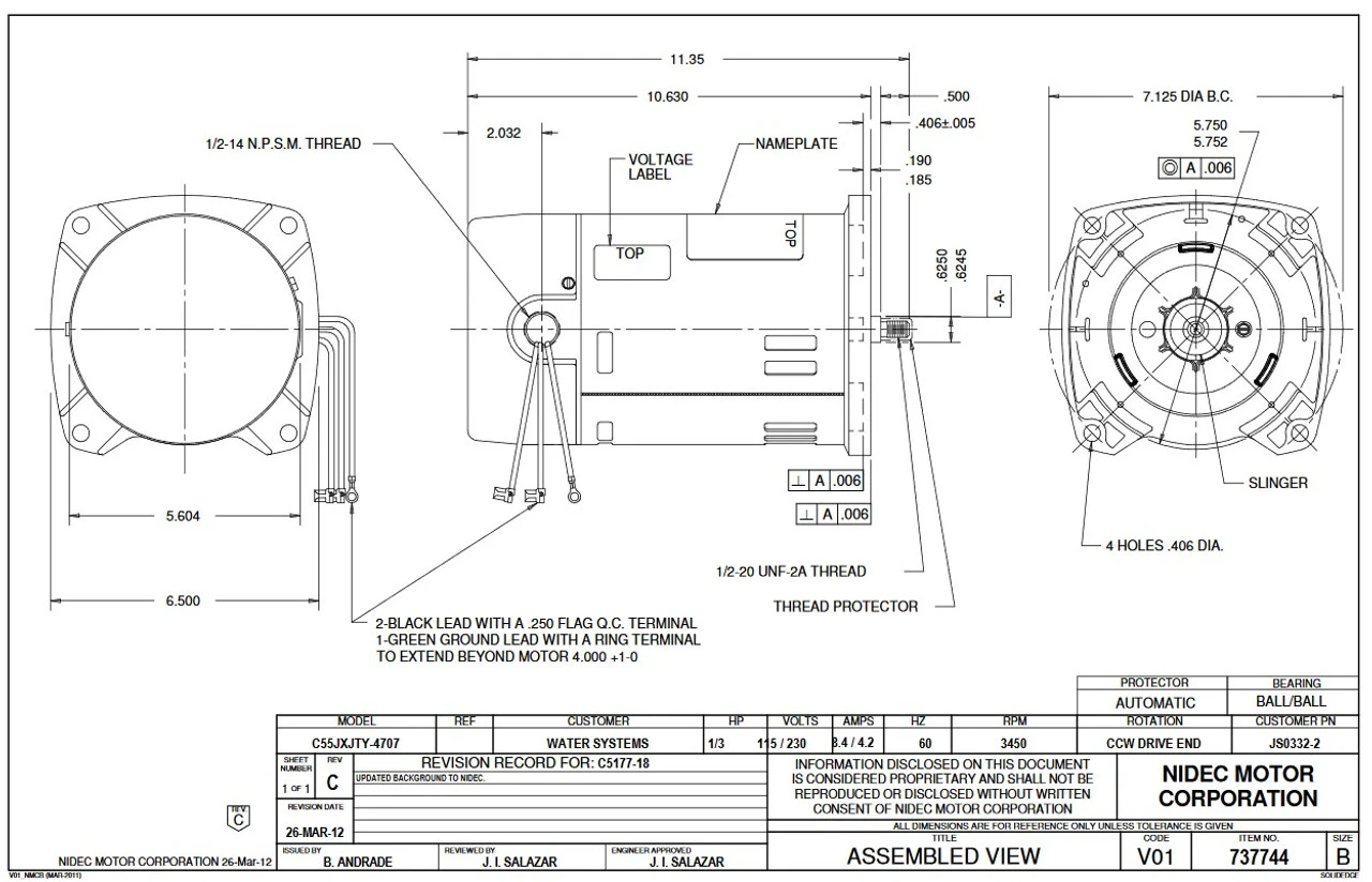 JS2002-2 US Motors 2 Hp 3450 RPM ODP 48Y 230V Jet (Non-Pool) Pump Motor 2 JS2002-2 US Motors 2 Hp 3450 RPM ODP 48Y 230V Jet (Non-Pool) Pump Motor - Image 2